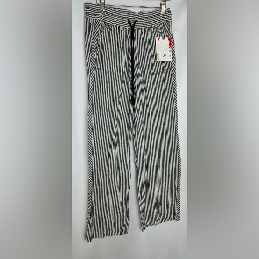 Jolt Black and White Striped Drawstring Joggers